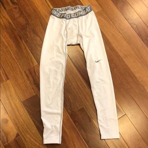 White Nike pro combat compression pants